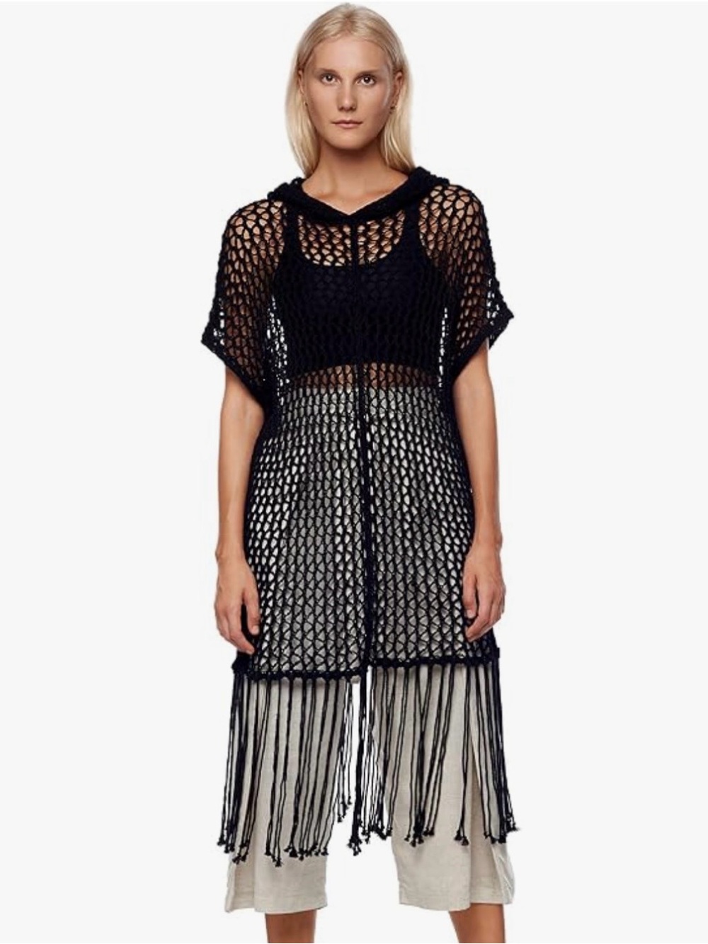 JONNY COTA Knit Mesh Hoodie Tunic